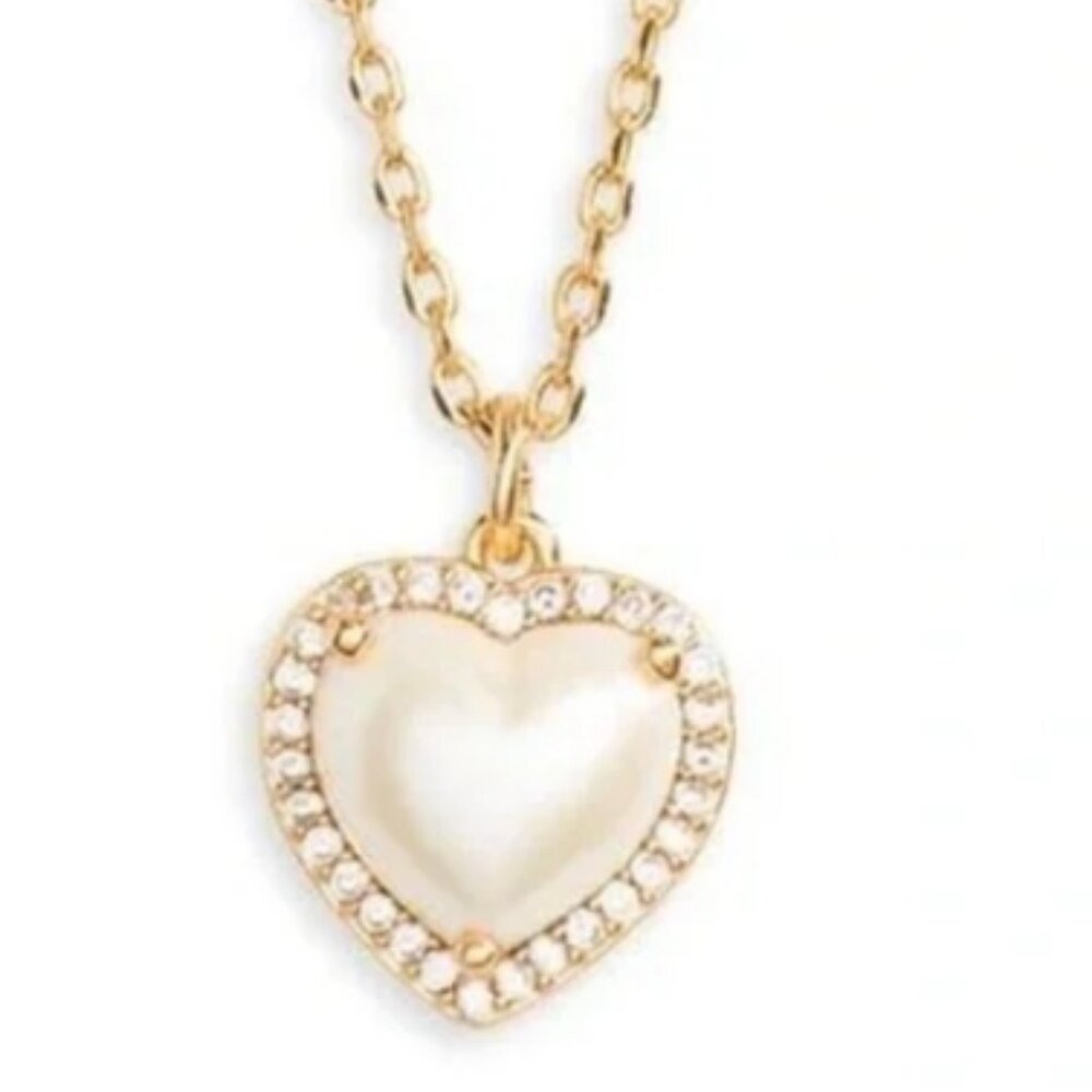 Kate Spade♠️ My Love Pave Diamond Pendant Heart W/Pearl Diamond Zirconia⌚🏃💨🚚 - Picture 8 of 15